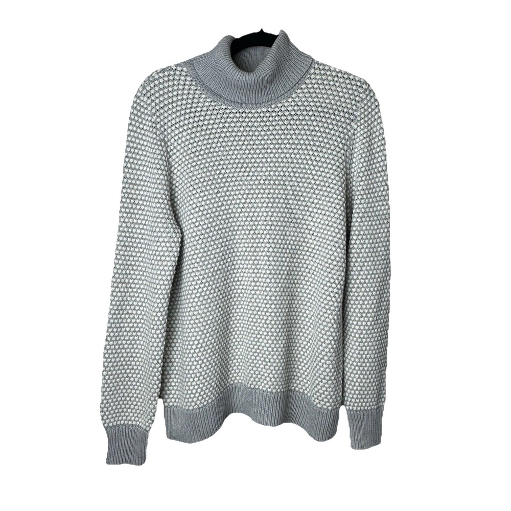 LIZ CLAIBORNE Women's XL‎ Turtleneck Sweater Gray/White Long Sleeve Pullover - Picture 2 of 6